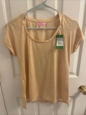 NWT Lilly Pulitzer Inara Linen Scoop Neck Top in Sand Dune